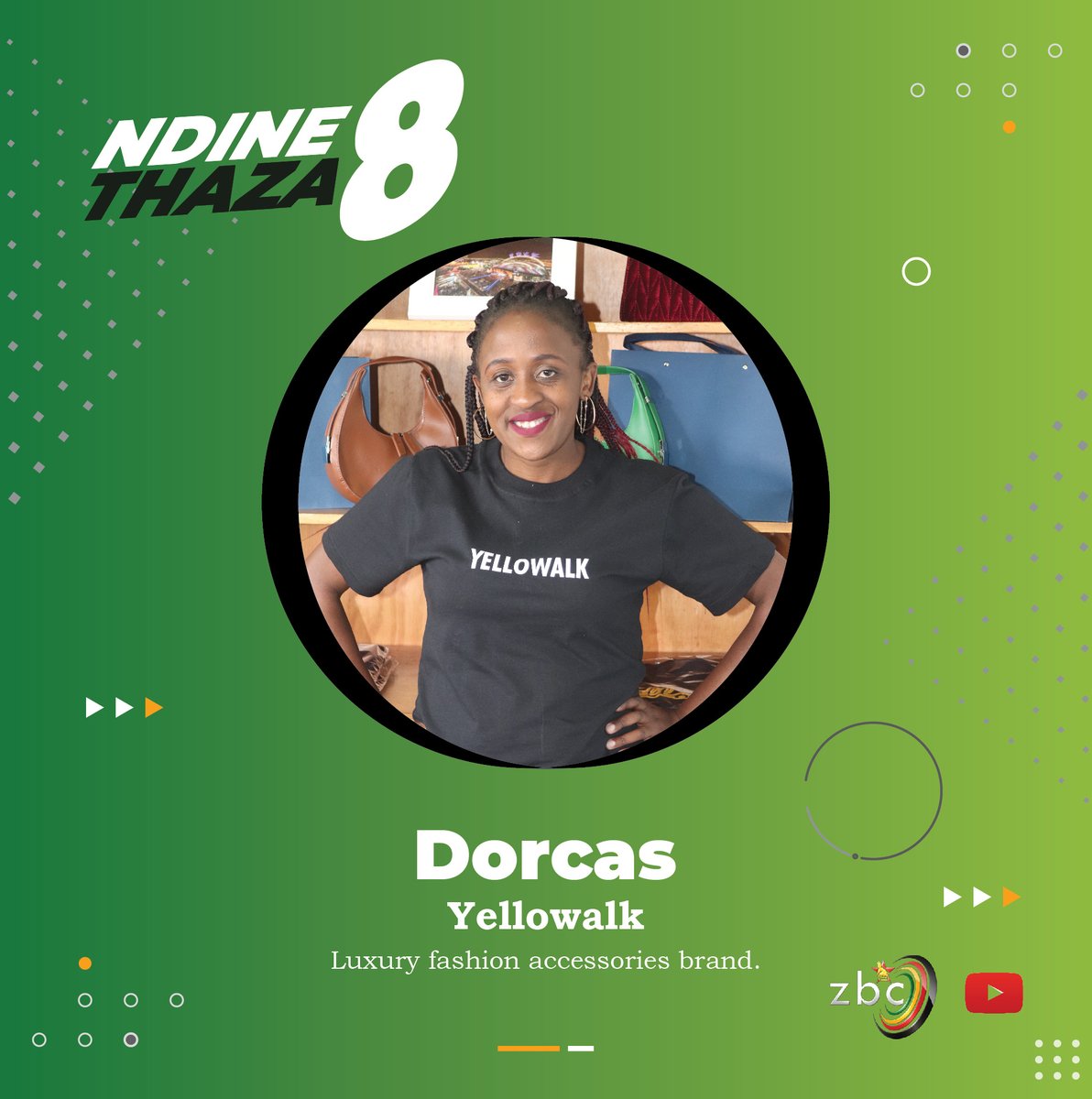 Meet Dorcas Deer Kuwengwa the founder of Yellowalk, a fashion accessories brand with a range of products including handbags, sunglasses and tshirts. All products are custom-made and engraved with the iconic "YELLOWALK" brand name. #ndinethaza <a href="/ZBCtv/">ZBCTV</a> <a href="/ZBCNewsonline/">ZBC News</a>