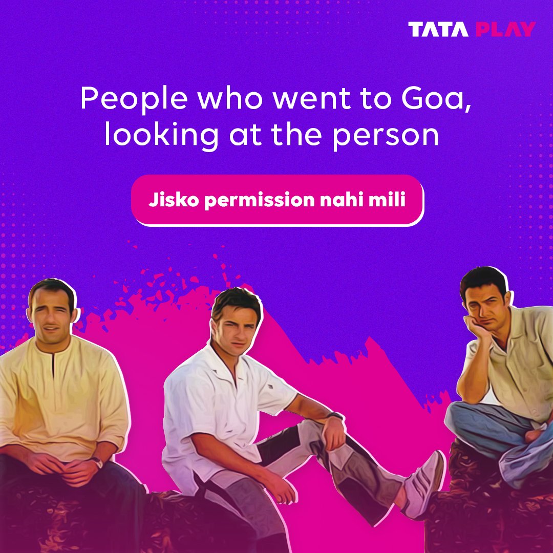 TataPlayin's tweet photo. Kya aapka Goa jaane ka Dil Chahta Hai but aapke parents ka nahi? ๐ญ
#GoaPlans #DilChahtaHai #GoaTrip #GoaMemes https://t.co/hB17ESTbyr