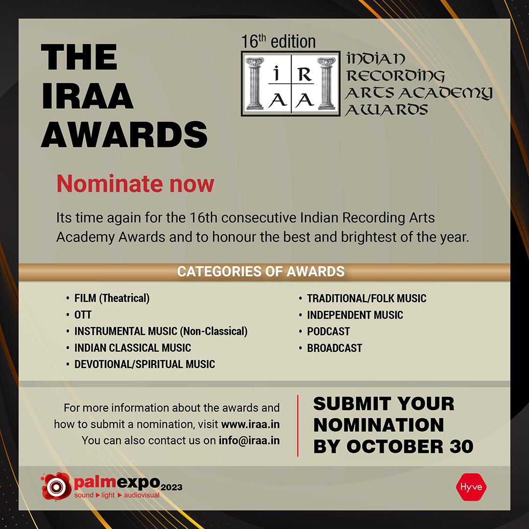 PALM Expo - INDIA (@palm_expo) on Twitter photo Send in your nominations at below link & nominate the best Soundtrack / Albums / Movies / Web Series released during the period January 2021 โ December 2021.
#iraa #awards #iraaawards
<a href="/goutambasu7/">Goutam Basu</a> <a href="/StudioTPS/">ThePeninsulaPost</a> <a href="/saishravanam/">Sai Shravanam</a> <a href="/padeepak/">P.A.Deepak</a> <a href="/anindobose/">Anindo Bose</a> Send in your nominations at below link & nominate the best Soundtrack / Albums / Movies / Web Series released during the period January 2021 โ December 2021.
#iraa #awards #iraaawards
<a href="/goutambasu7/">Goutam Basu</a> <a href="/StudioTPS/">ThePeninsulaPost</a> <a href="/saishravanam/">Sai Shravanam</a> <a href="/padeepak/">P.A.Deepak</a> <a href="/anindobose/">Anindo Bose</a>