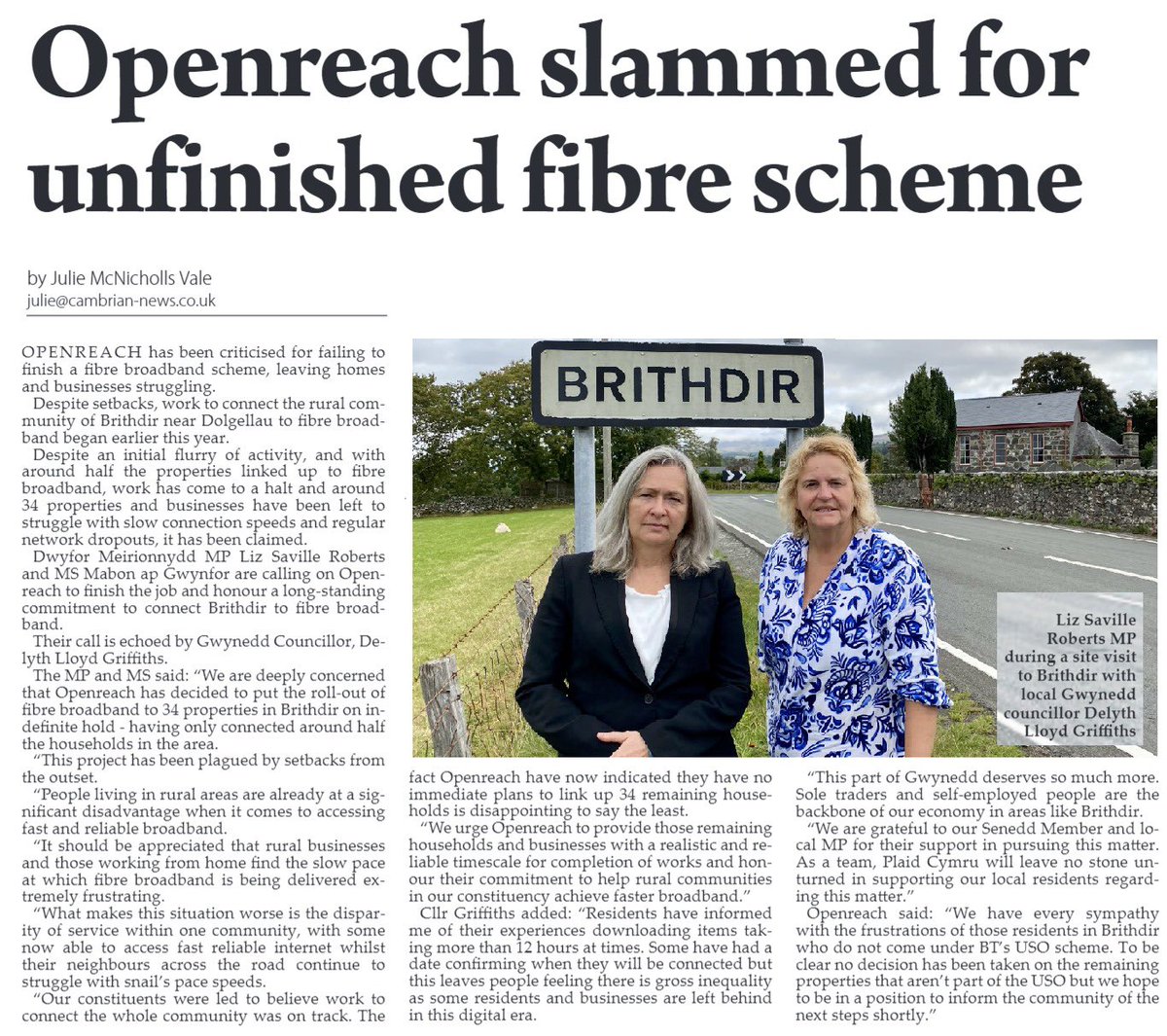 LSRPlaid's tweet photo. We urge #Openreach to provide the 34 remaining households with a realistic timescale for completion of works and honour their commitment to help rural communities in #Meirionnydd achieve faster and more reliable broadband.
#Brithdir #Connectivity ๐ถ https://t.co/M9DJqTxgq7