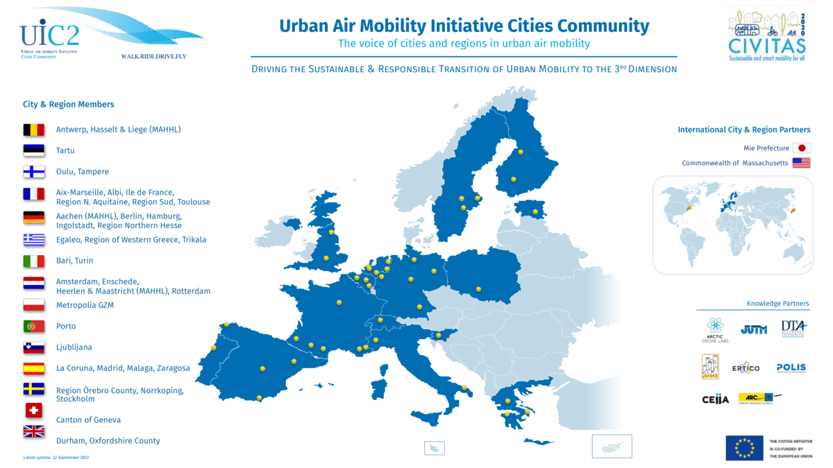 CIVITAS_EU's tweet photo. Exciting news! 🥁🥁🥁 The Urban-Air-Mobility Initiative Cities Community (UIC2) has a new home with the CIVITAS Initiative! 

UIC2 ensures that the needs of cities &amp; regions are  heard in the emerging sector of #urban air #mobility. 

Welcome UIC2! 👉 https://t.co/KmRvcJTpZ1 https://t.co/kTUZikb19Y