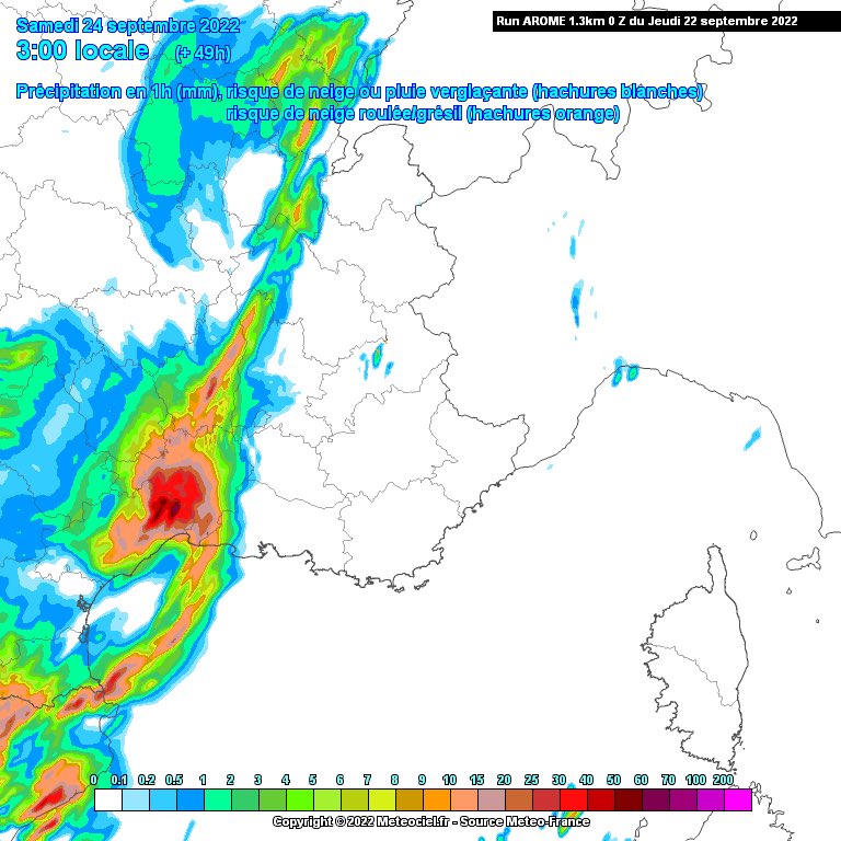 MeteoRoussillo1's tweet photo. #PLUIE: Dégradation orageuse attendue entre vendredi soir et samedi matin en #Languedoc. L’est 34 particulièrement visé. Attention au #Lez qui peut réagir vite ☔️ https://t.co/ipDHUmmzR1