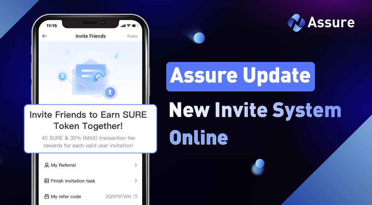 Assure_pro's tweet photo. 🤩#Assure App Update
🌵Brand-new Assure Invite System Online

✅Now, you can easily invite and bind your invitees in #Assure wallet and get SURE token &amp; USDT Rewards!

💥Invitation Event with #USDT Rewards Coming Soon...

#Web3 #cryptocurrency https://t.co/VskBBwHFL7