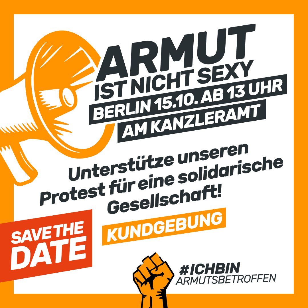 Piratenpartei's tweet photo. Wir unterstützen die Proteste von #IchBinArmutsbetroffen und rufen mit auf zur Demo am 15.10. ab 13Uhr in #Berlin am Kanzleramt. Armut ist kein tragischer Zufall, sondern die Folge schlechter politischer Entscheidungen! #BGE #PIRATEN https://t.co/fo77TyyS1C