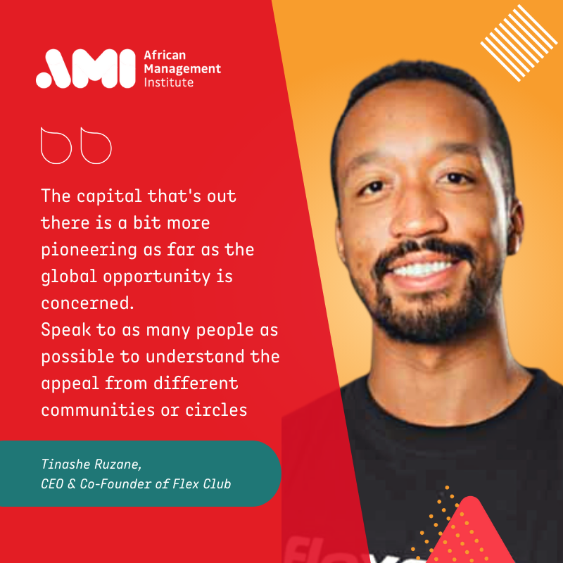 #AfricaThriveLive throwback tip of the day: When looking for a business investor: "Speak to as many people as possible to understand the appeal from different communities or circles." - @ruzanet Tinashe Ruzane, CEO &amp; Co-Founder of <a href="/JoinFlexClub/">FlexClub</a>  #businesstips #LearnWithAMI