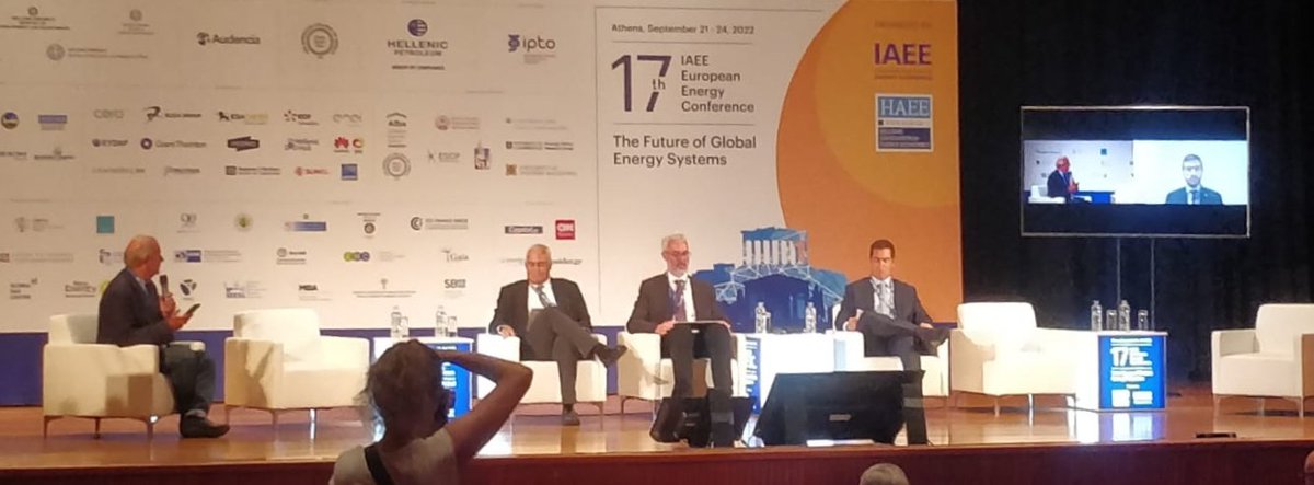 EmmaJagu's tweet photo. The 17th European @IA4EE conference starts today in Athens @HAEE_Greece. 

Now speaking @Ch_Bonnery on plenary session "Green energy transition during the unprecedented energy crisis: is it time to step back or move forward?" @FR_AEE. https://t.co/fvDRUBIiQJ
