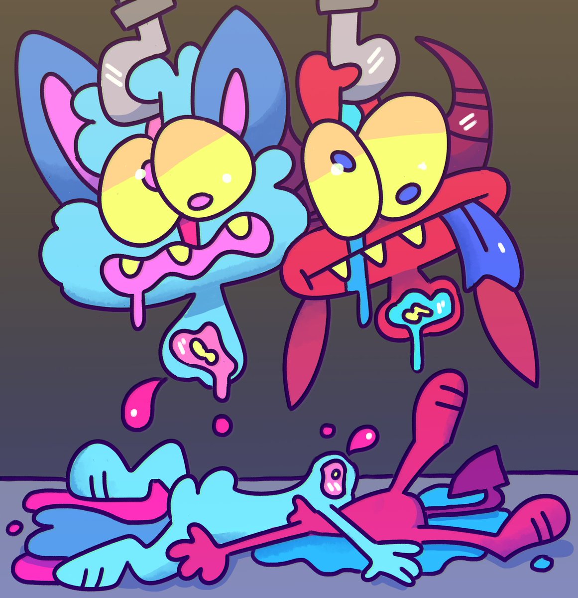 heads ripped off lol 
#art #furry #commissionsopen #goreart