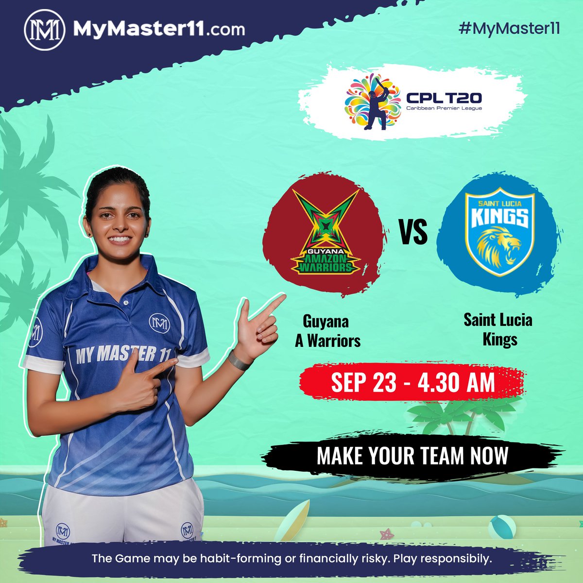 MM11official's tweet photo. Guyana A warriors  Vs  Saint Lucia Kings 💥
.
Make your team now at 👉MyMaster11👈 and win 🏆exciting prizes and cash rewards.🏆 
.
Download now👉👉:- https://t.co/t4F9la1u8v
.
#brw #tkrw #brwvstkrw #tkrwvsbrw #guyanaamazonwarriors #saintluciakings #harmanpreetkaur  #cplwomen https://t.co/xsINEywylE