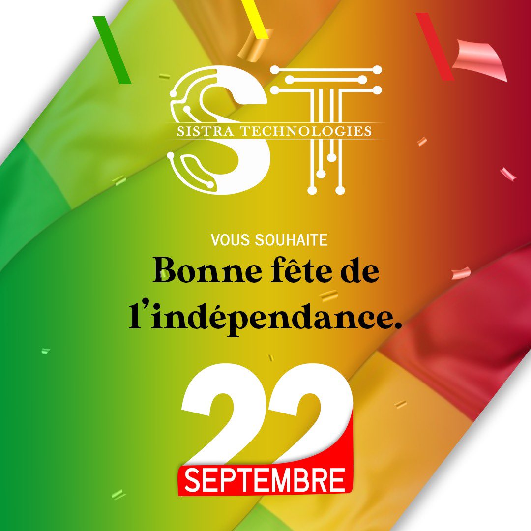 ikcardMali's tweet photo. Au Nom de Toute l’équipe de #Sistra-Technologies et en mon nom propre souhtons #bonne #fête d’indépendance a notre Maliba 

#Un Peuple #Un But #Une foi 💪💪💪 https://t.co/DrZVwZf6HA