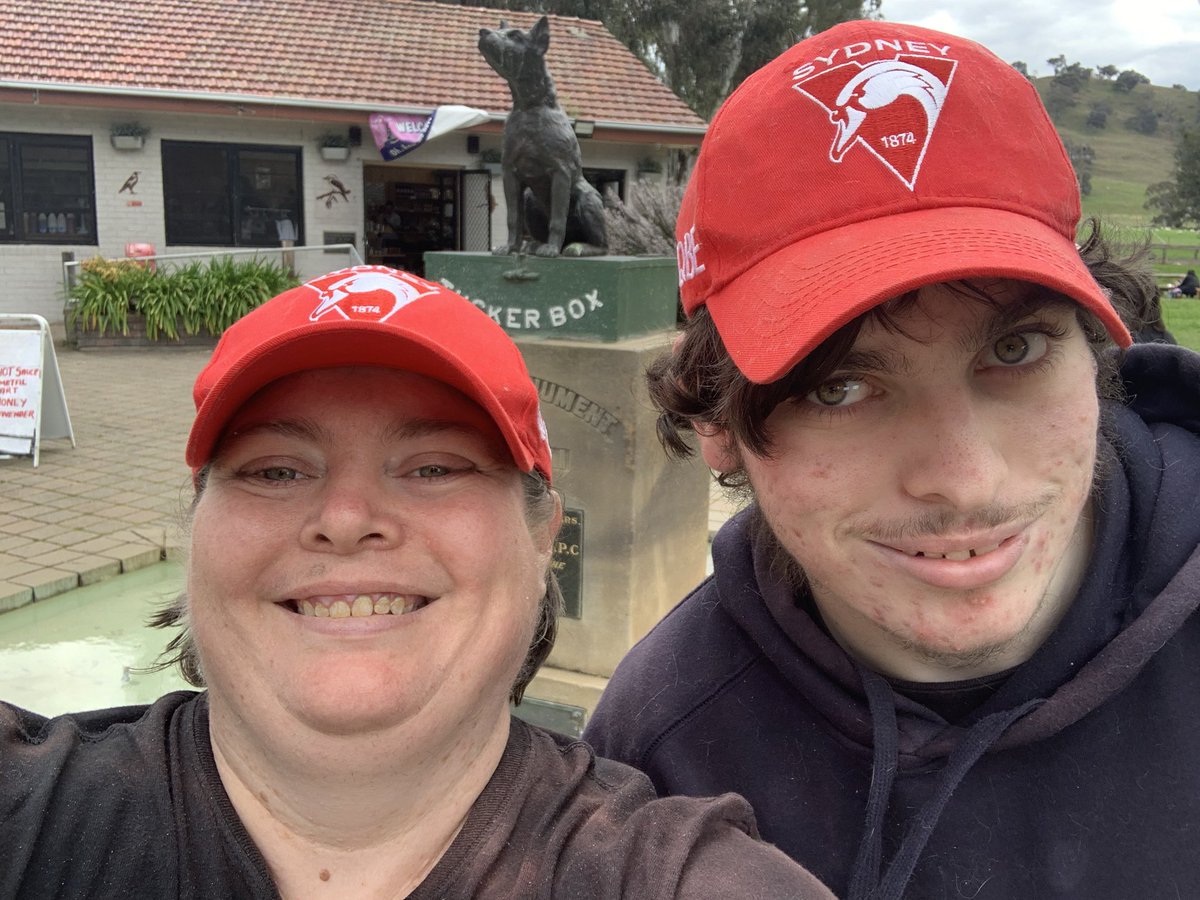 SSOTV's tweet photo. Show us your travel pics for your trip down to Melbourne! Here’s one of our admins and her son as they make their way down for the women’s and men’s games. https://t.co/Ii5k5KM2Cv