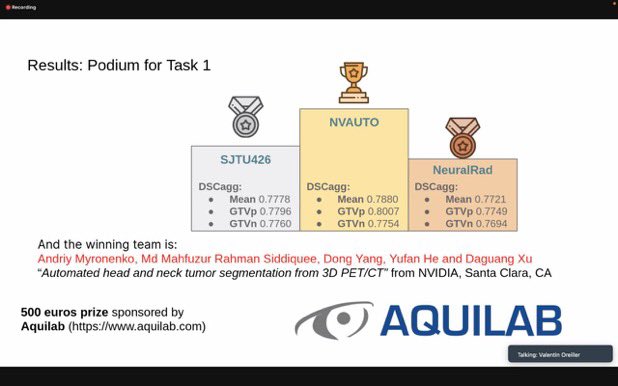 mahfuzbd's tweet photo. As the @MICCAI_Society concludes, the final results from all the challenges I participated in during my summer 2022 internship at @nvidia are out. Alhamdulillah, we have got some exciting results. Our submission (team: #NVAUTO) got:

1/n https://t.co/d1ORAIJyce