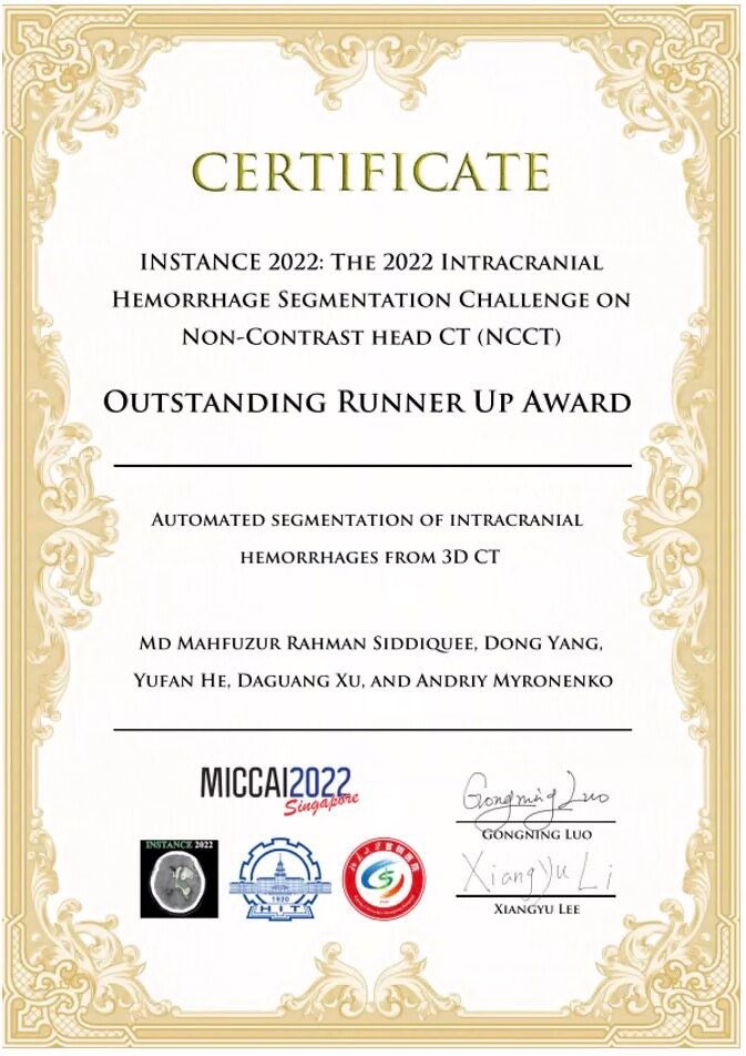 mahfuzbd's tweet photo. As the @MICCAI_Society concludes, the final results from all the challenges I participated in during my summer 2022 internship at @nvidia are out. Alhamdulillah, we have got some exciting results. Our submission (team: #NVAUTO) got:

1/n https://t.co/d1ORAIJyce