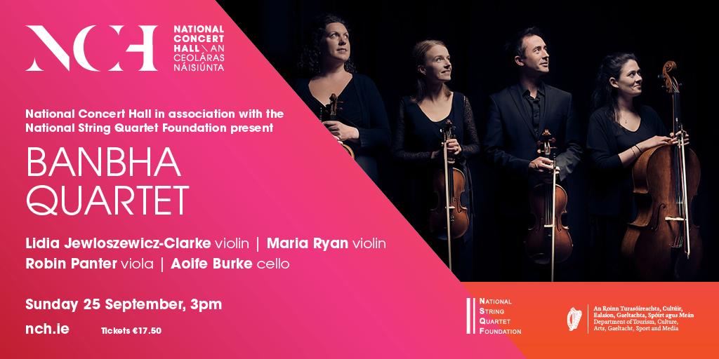 NCH_Music's tweet photo. This Sunday we have a treat in store for you!! Join us at 3pm in the Kevin Barry Room as the @BanbhaQ bring us Mozart, Silvestrov, Tom Lane &amp; Mendelssoh! 

Tickets are available now. Don't miss out!
👉 https://t.co/7WrQtTYK1m https://t.co/gRd8pueQTL