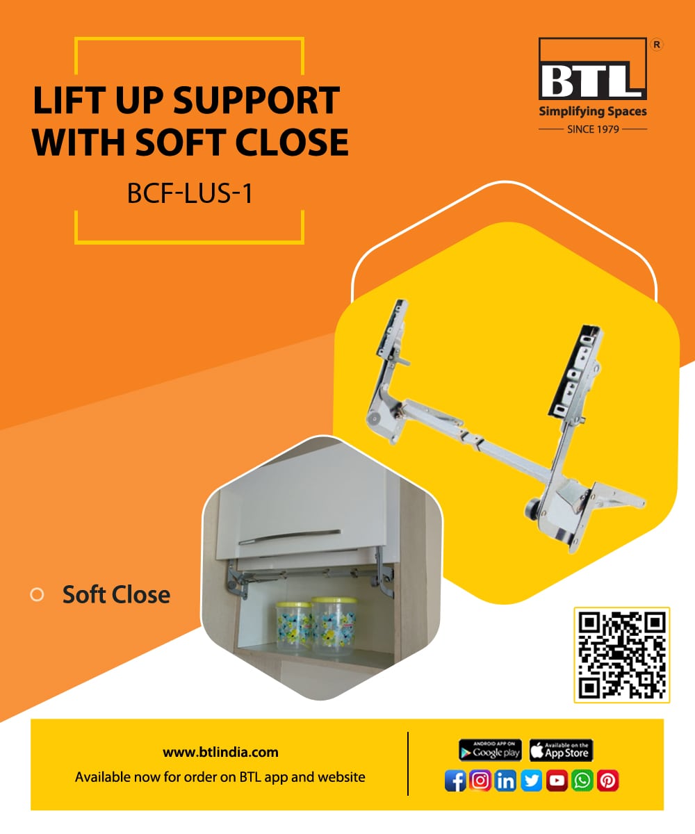 Easy to lift up and down cabinet flaps with the Lift up Support system from BTL. The cabinet flaps close softly without any force. Here's more about our product: btlindia.com/product/lift_u…

#liftupsupportforcabinet #cabinetsupport #cabinetfittings #BTL #btlindia #hardware #furniture