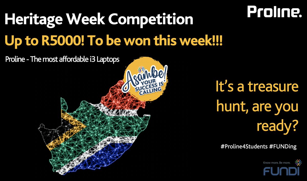 Official_FUNDI's tweet photo. CASH TODAY📢📢📢Happy Heritage Week🇿🇦
💰💰💰 Secure the bag!!! Proline&amp;Fundi DAY 2 - Keep you 👀 on this page at 12:00

⏲️ 12:00 Competition Start time
💰 Win your share of R2000 today!
⏩ https://t.co/jQ1r8QLVnc
#⃣  USE #Proline4Students #FUNDing
TsCs.Goodluck🤞 https://t.co/bUwsQqhN1K