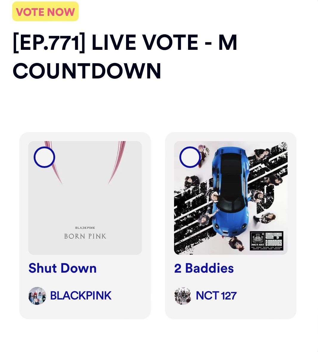 SM_NCT's tweet photo. [!!!] M Countdown Live Voting has started! Don't forget to vote #NCT127 - '2 Baddies'!

• Link to vote: https://t.co/P8BqXox7dv

MCountdown Community Tutorial: https://t.co/ClZ0eYtgZE