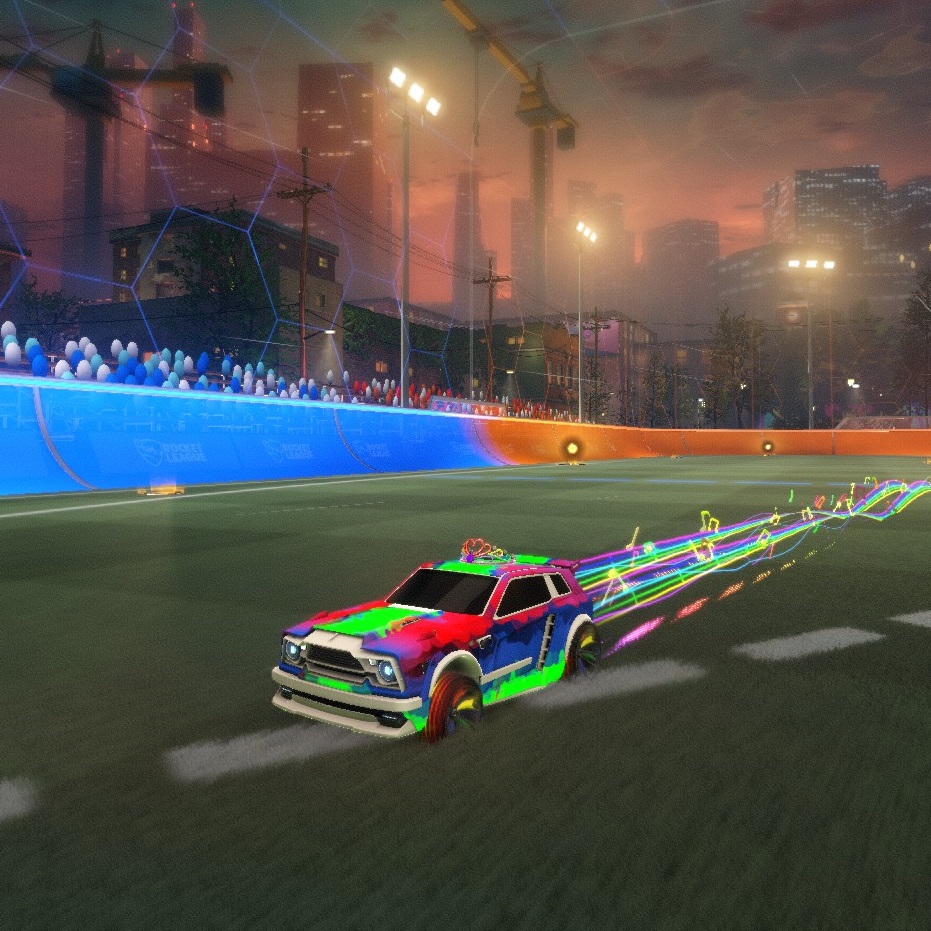 Vhpe_'s tweet photo. vibing in the rainbow car
@RocketLeague
#RLFitCheck #FitCheckContest 
Body - TW Fennec
Decal - Forest Green Smokescreen
Wheels - Love ISLV
Boost - Accelerato
Topper - Tiara: Multichrome
Goal Explosion - Hand Heart
Trail - EL-E-DEE https://t.co/FmH6EaG3lB