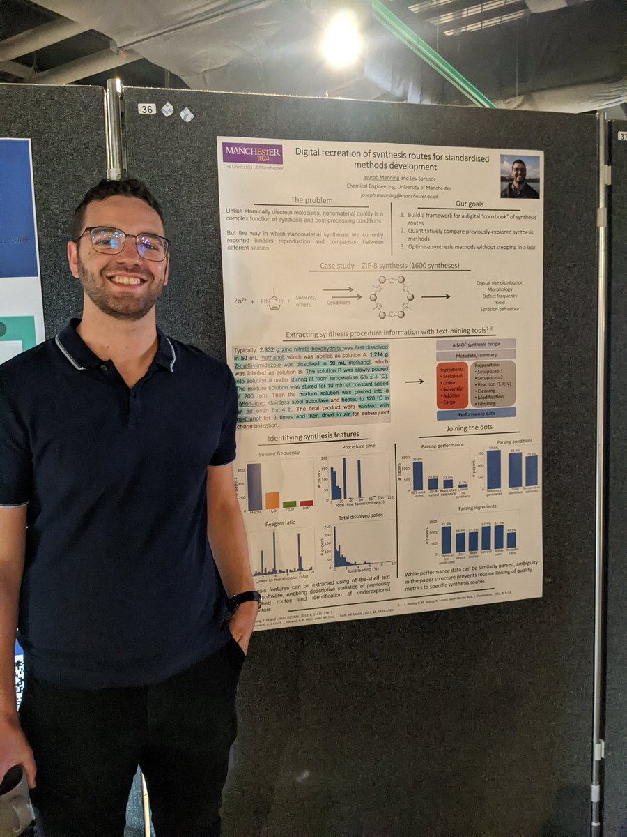 jrhmanning's tweet photo. Great to be presenting my latest work at the #LRC2022 symposium with our newest group members @_CansuDogan and Chris! 

Come by poster 36 to have a chat about text mining for optimisation fo MOF synthesis! https://t.co/Nc8wRWSyjU
