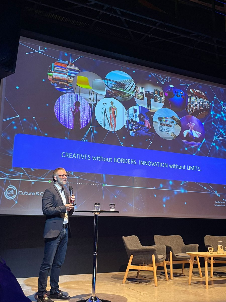 CreativeFed_EU's tweet image. We are honored to welcome our former Director @Bernd_Fesel, now interim CEO of the newly founded @EITCultCrea, who is introducing the vision and mission of EIT Culture &amp;amp; Creativity: 

“Unlocking the latent value of #innovation in the Cultural and Creative Sectors &amp;amp; Industries”
