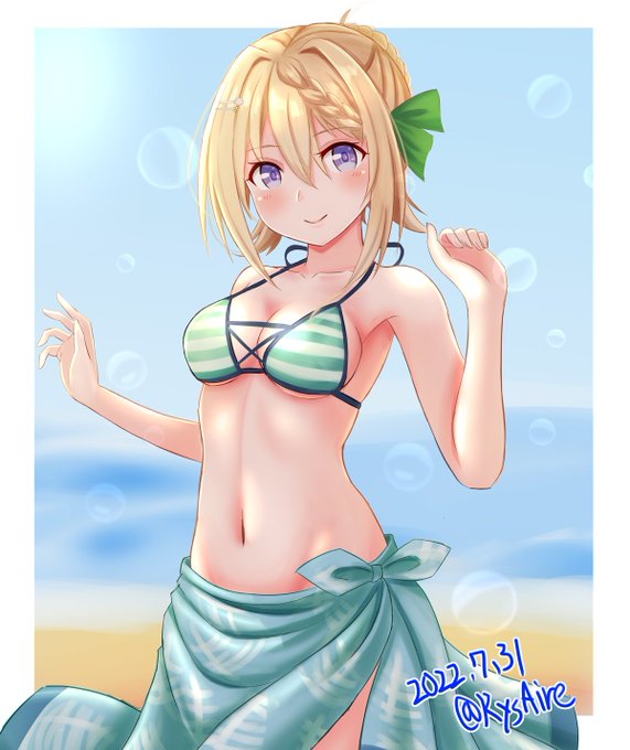 #夏が終わりそうだし今年描いた水着絵を貼ろう

先日貼った朝潮ちゃんが一番ハマったので次点のパースにゃん 