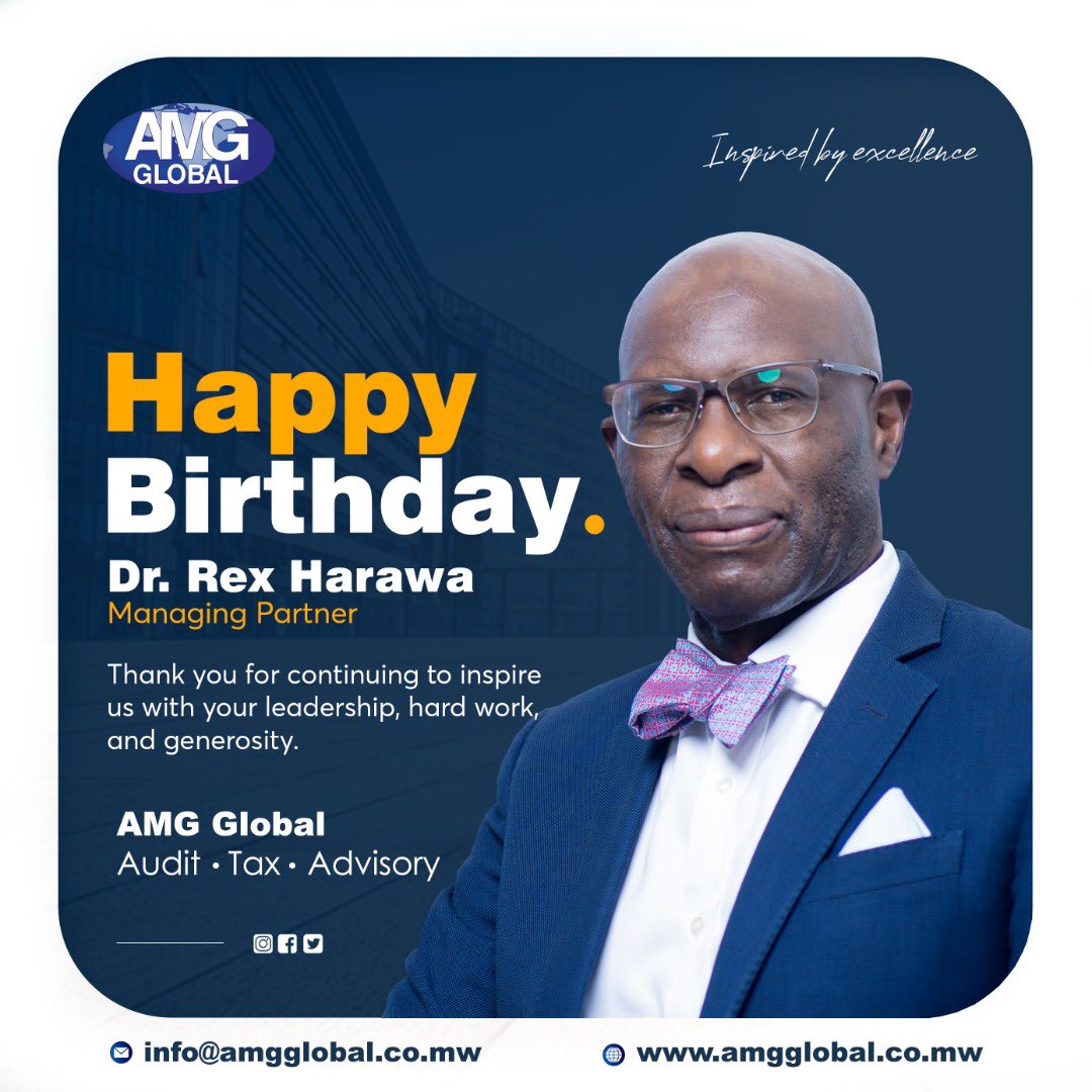 AMGGlobalmw's tweet photo. Our Managing Partner Dr. Rex Harawa turns a year wiser today. Happy birthday! https://t.co/HF212sLX22 https://t.co/bL0HHamFD8