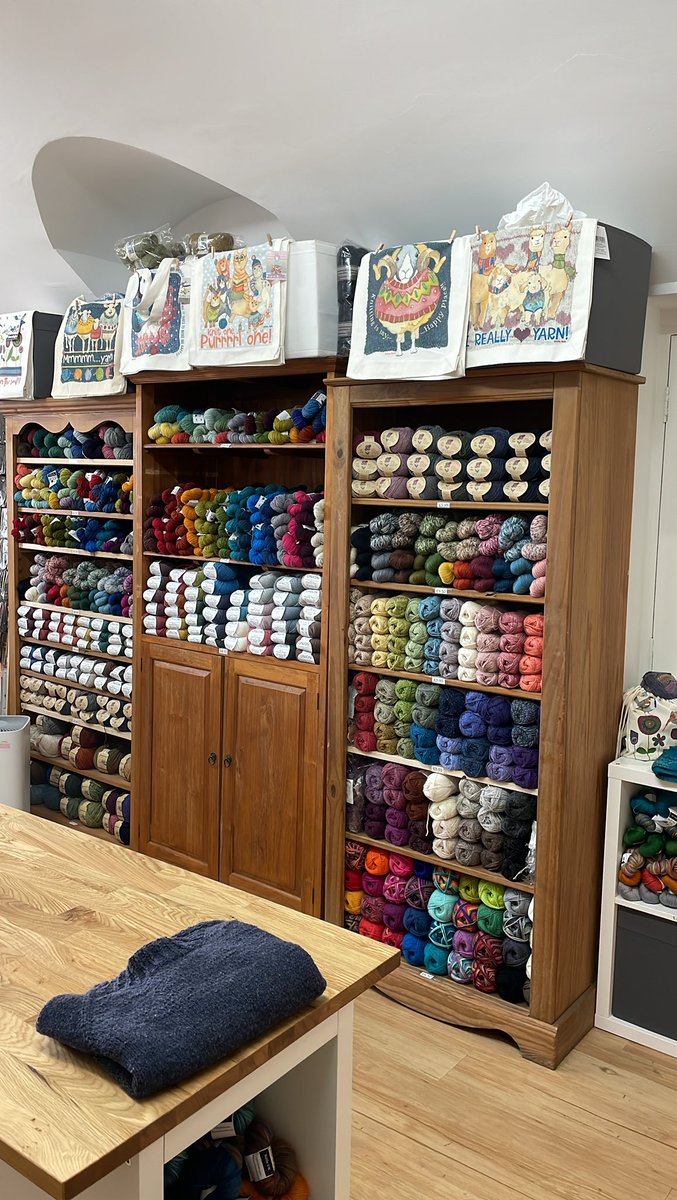 How lovely our little shop in @TheParadeShops looks. Shelves full of interesting yarns for your Autumn projects. We’re downstairs and there is flat access to the left side of the building (there’s a steepish slope down to it) #ShrewsburyYarnShop #KnittingSeason