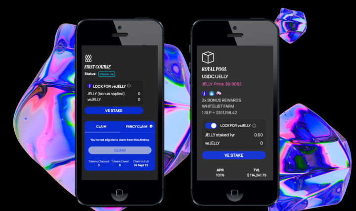 jellyprotocol's tweet photo. We have implemented an autostake Bonus✨for our First Course Airdrop and Farms.

This month,you’re eligible for 20% extra 🎁 $JELLY when you autostake your claimable rewards for veJELLY instead of claiming them. Look for the VE STAKE option on the Jelly UI:https://t.co/lMyb1qrtFl https://t.co/frtsdNuoOV