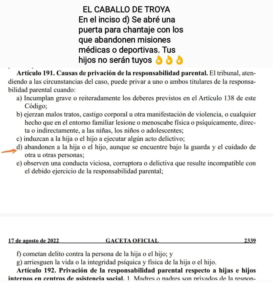 arqjulioherrera's tweet photo. Pobre de los padres que dejaron a sus hijos al cuidado de otros y se les ocurra hablar mal de la dictadura o por ejemplo si es médico y está de misión desertar #YoVoyoNo #NoAlCodigo https://t.co/Wt5UwMB8BW