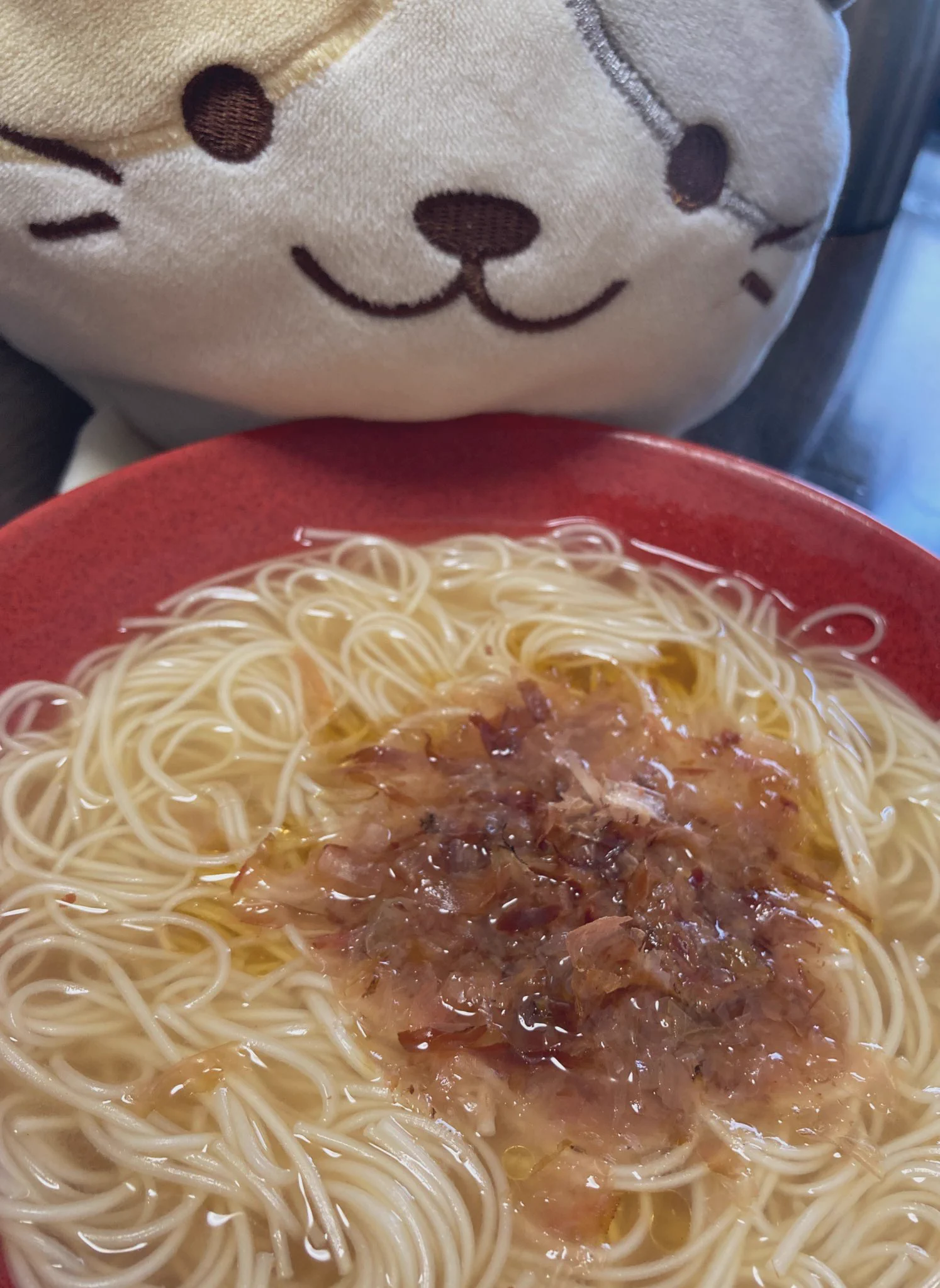 きょうの おそうめんは コレ！
おいちーでつ！
次回は コメントでおしえてもらった ビーフン風で たべるですね
#むぅたまクッキング  