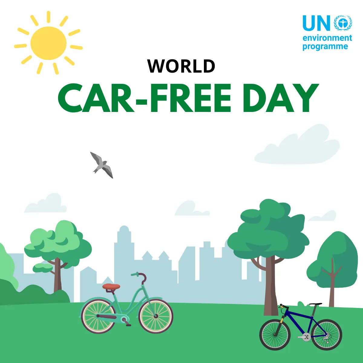 UNEP's tweet photo. Today is #WorldCarFreeDay!

It is a day to encourage people around the world to give up their vehicles and use non-motorized transport, like biking, skating or walking.

Find out how UNEP promotes sustainable and low-emission transport: https://t.co/ylRg2gz22z https://t.co/qstcie7ySu