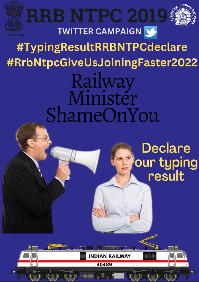 sandp_thakur's tweet photo. Please expedite RRB NTPC RECRUITMENT process atleast declare typing result. 
@RailMinIndia 
#RrbNtpcGiveUsJoiningFaster2022 https://t.co/MoOesyfiTG