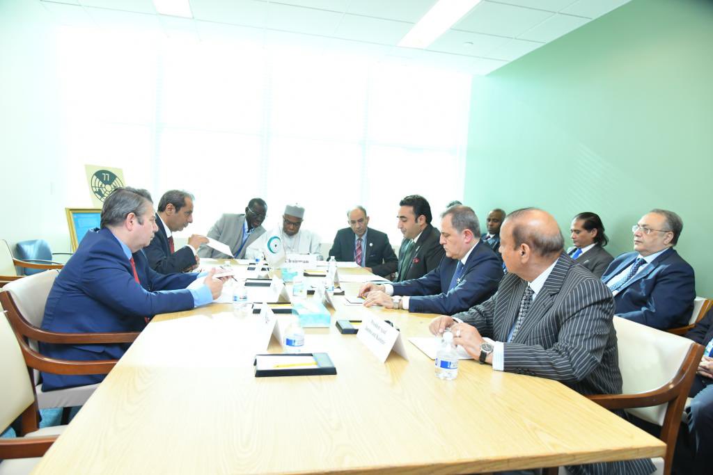 BBhuttoZardari's tweet photo. At the OIC Contact Group on Jammu &amp; Kashmir, I highlighted grave human rights and humanitarian situation in #IIOJK. Contact Group adopted a joint communique reaffirming strong support for the legitimate struggle of the Kashmiri people for self-determination #UNGA77 #OIC https://t.co/WhO4ODEZnj