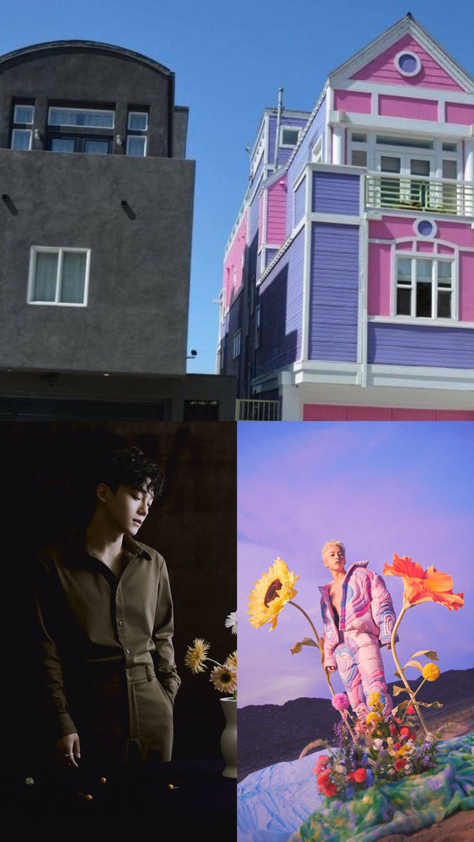 Min's flowers: 🌷✨🌼 🌈 🍭 Jongdae's: 💀🥀🎼🖤🍂 Kind sirs may I know what's going on with your upside down parallel universes agenda 🤣 it's another #xiuchen thing!