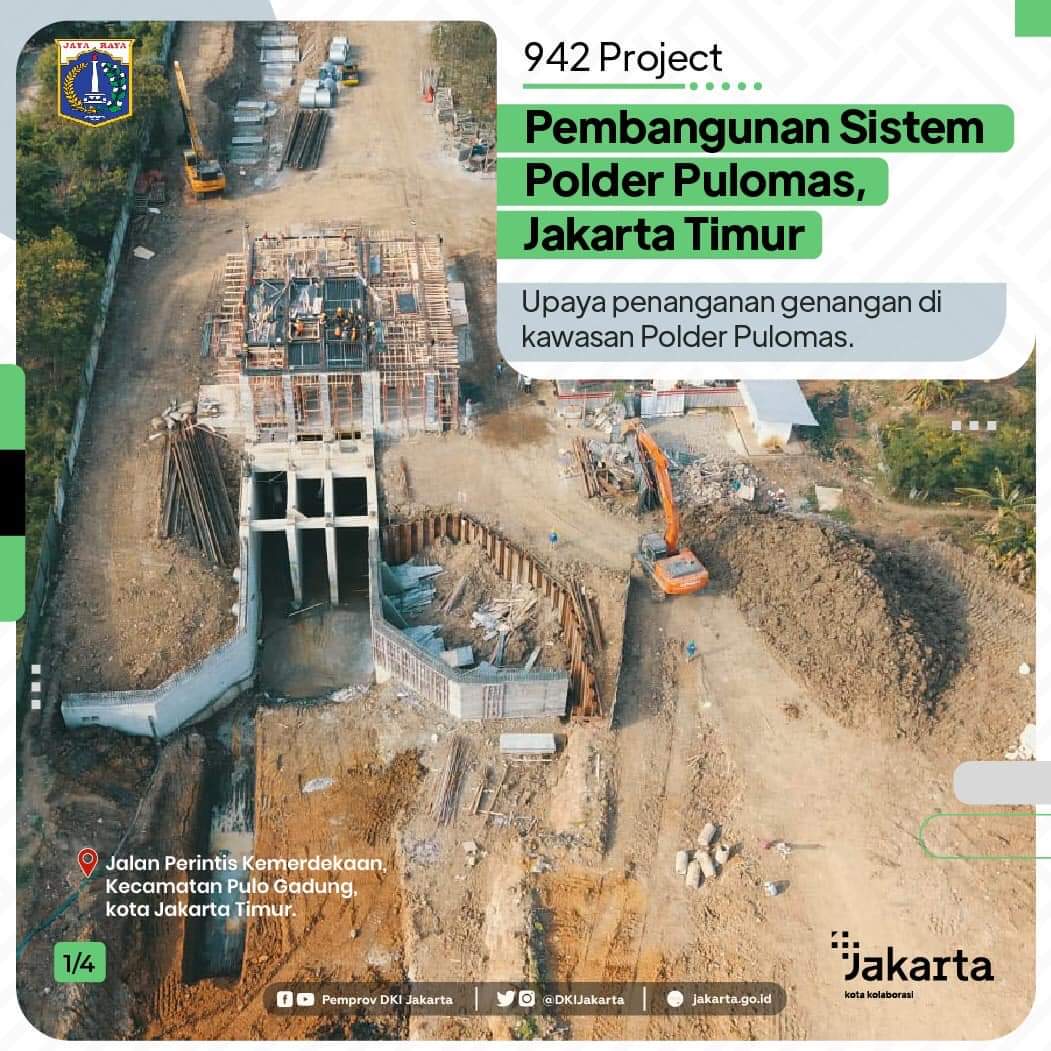 DKIJakarta's tweet photo. Pemprov DKl Jakarta melalui @DinasSDAJakarta terus berupaya secara masif untuk menjalankan beragam program penanganan banjir.
Salah satunya melalui 942 Project, dengan pembangunan Polder Pulomas.
#pengendalibanjir #operasisiagaibukota #dinassda #kotakolaborasi #welovejakarta https://t.co/Il1Iihn2Jf