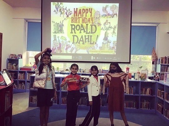 PathwaysGurgaon's tweet photo. “If you are going to get anywhere in life, you have to read a lot of books”- Roald Dahl. 📚
PSG Primary Years students showed their love for Roald Dahl on his birthday by redesigning the cover pages of his books, listening to his stories and creating word puzzles. 🧩👧🏻 https://t.co/kjILNucGvS