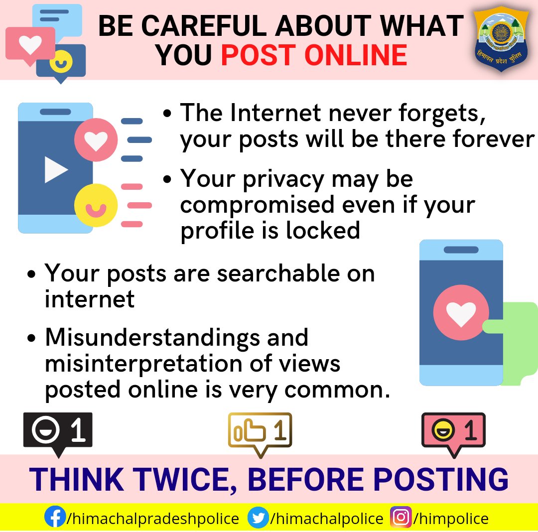 himachalpolice's tweet photo. #BeCareful #BeforePosting #SocialMedia #CyberSafe #HPPolice https://t.co/PvfcIxJfKz