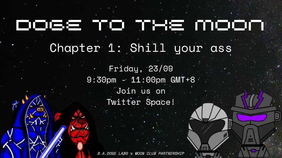 Our first collaborative space is coming up tmrw, see you guys there

@Moon_ClubNFT @Eve_Acad @novembrrtango 

#SHILL