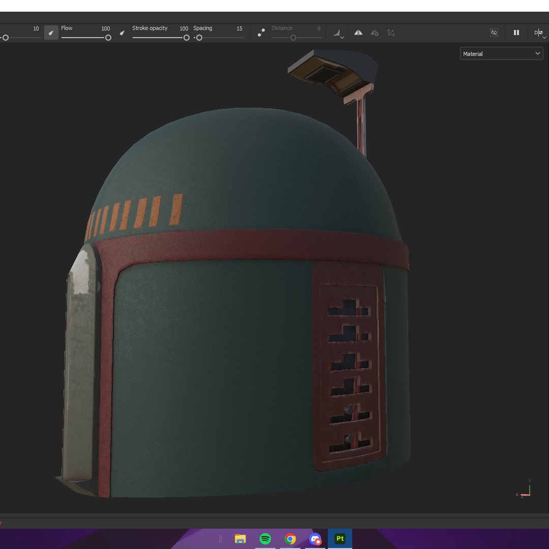 Surfj4y1's tweet photo. Repainted Boba Fett helmet with added details that aren't apart of the original. #blender #Blender3d #b3d #blenderart #blenderrender #substancepainter #Substance3DPainter https://t.co/szE4lEKMVf
