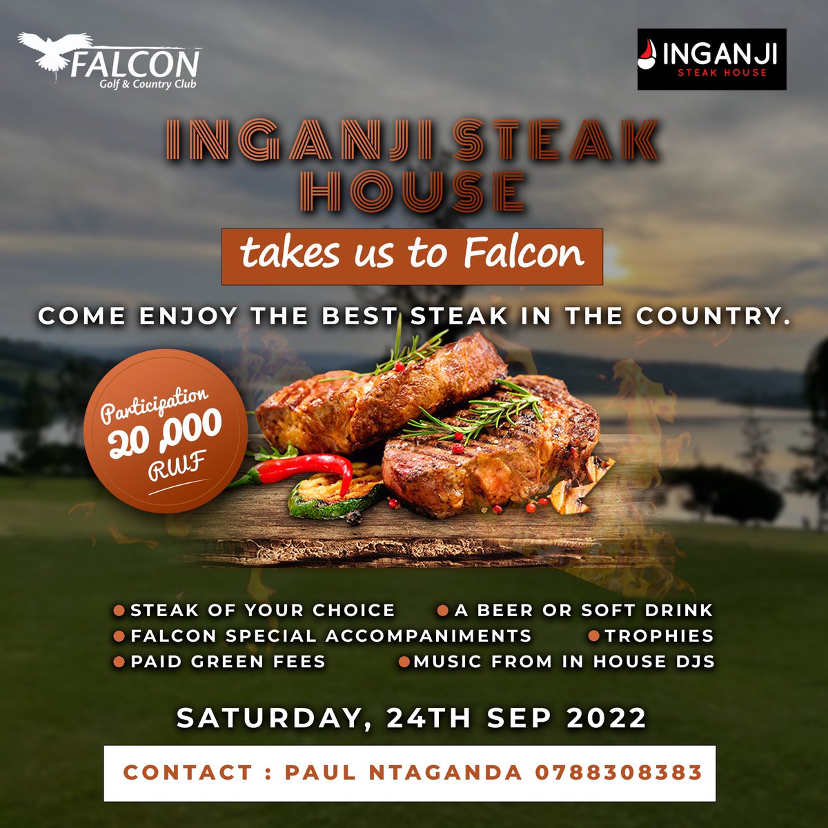 FalconGolfRw's tweet photo. Steak anyone? 🤤
You can’t afford to miss this! 💃🏾

#RwOT  @visitrwanda_now  @NtagandaPaul @TujyeKunywa #VisitRwanda #steak #Golf #weekendvibes  @RutamuInnocent  @IribagizaDoreen https://t.co/aWDhLqyNFB