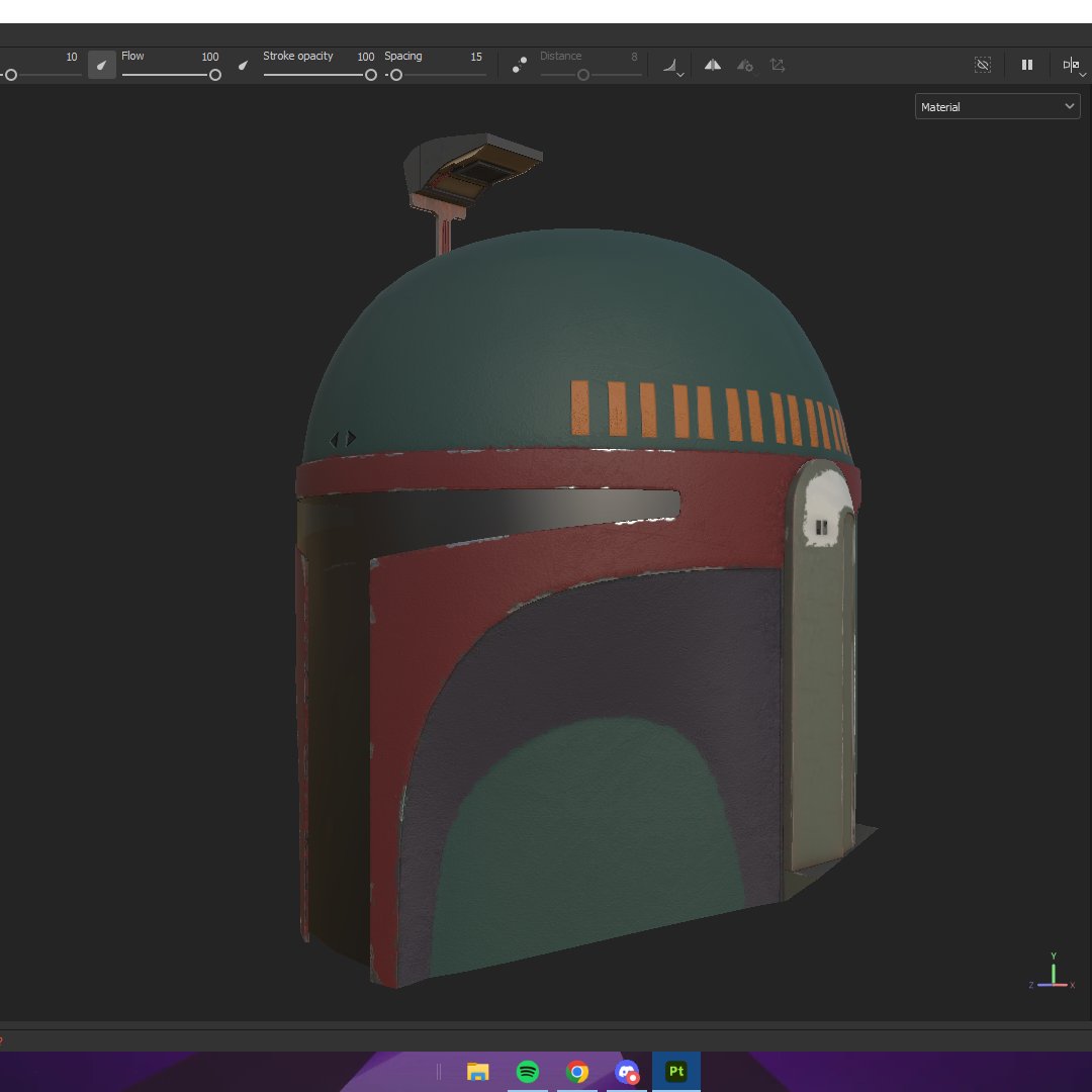 Surfj4y1's tweet photo. Repainted Boba Fett helmet with added details that aren't apart of the original. #blender #Blender3d #b3d #blenderart #blenderrender #substancepainter #Substance3DPainter https://t.co/szE4lEKMVf