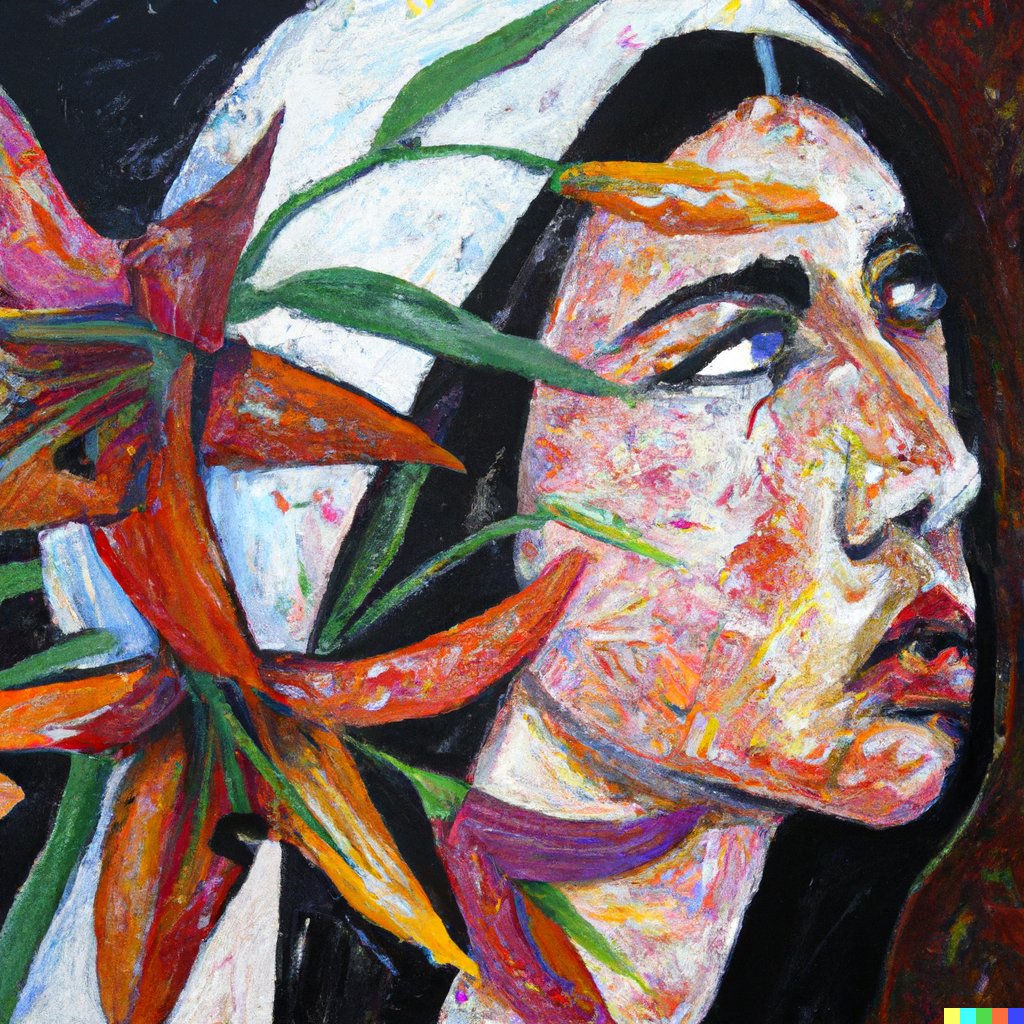 samtimes's tweet photo. Inspired by the brave women of Iran and what they're going through right now I asked three AI Systems to imagine "An expressive painting of an Iranian woman". 
#mahsaamini #aiArt #dalle2 #midjourney #stablediffusion #مهسا_امینی https://t.co/n0K1PhlxHM