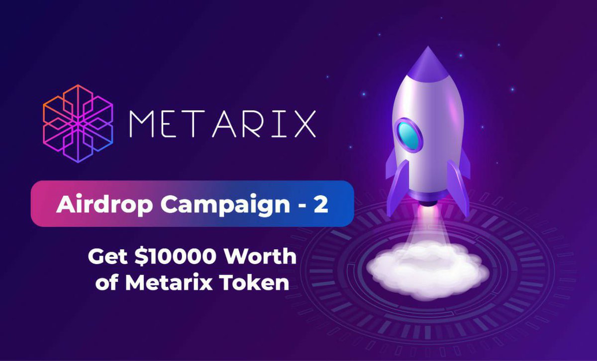 airdropblogs's tweet photo. #Airdrop: Metarix (MTRX)
Prize Pool: $10,000 worth of mtrx
Reward: $5 in MTRX
Referral: $2 in MTRX per refferal 
Winners: 2000

Airdrop Link: https://t.co/mdSgjrpdoE

- Follow &amp; rt @The_Metarix
- Distribution date: 10th Nov 2022

Website: https://t.co/spzKfFeh0z https://t.co/tcKkwnKsYr