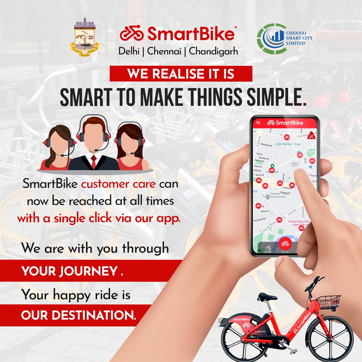 SmartBikeIN's tweet photo. Reaching customer care is easier and way smarter than before!
Now contact the customer support directly from the app with just one touch.
@chennaicorp @csclofficial 
#customercare #inapp #customersupport #support https://t.co/53VL28NJjw