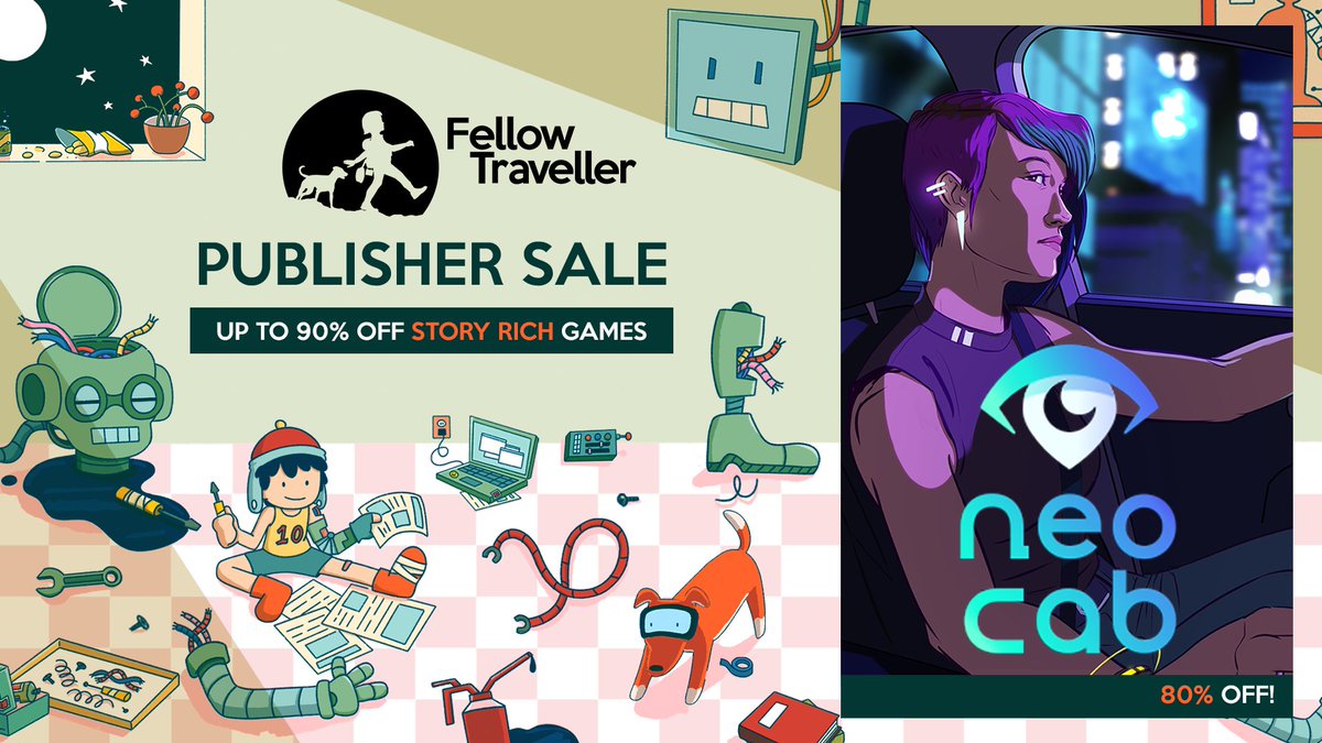 Cyberpunk ✅
Taxis ✅
80% off ✅
 
Honestly, that’s it, that’s the list. Do you even need anything else? Score <a href="/neocabgame/">Neo Cab 🚕👁‍🗨💜</a> at 80% off as part of the #FellowTravellerSale now! 🚶‍♀️
 
🚕 store.steampowered.com/app/794540/Neo…