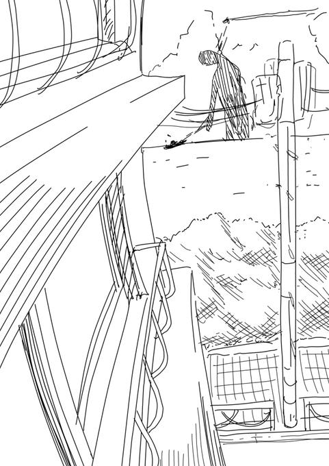 フリーハンドで背景描くのは楽しいねぇ 