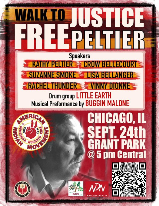 AmnestySF30's tweet photo. This Sauturday 9/24 Chicago Grant Park 5pm
@AIChicagoLG @wefightandwin 
Wish we could be there with you! 
#FreeLeonardPeltier 2022 https://t.co/Hmw0DjzMwD