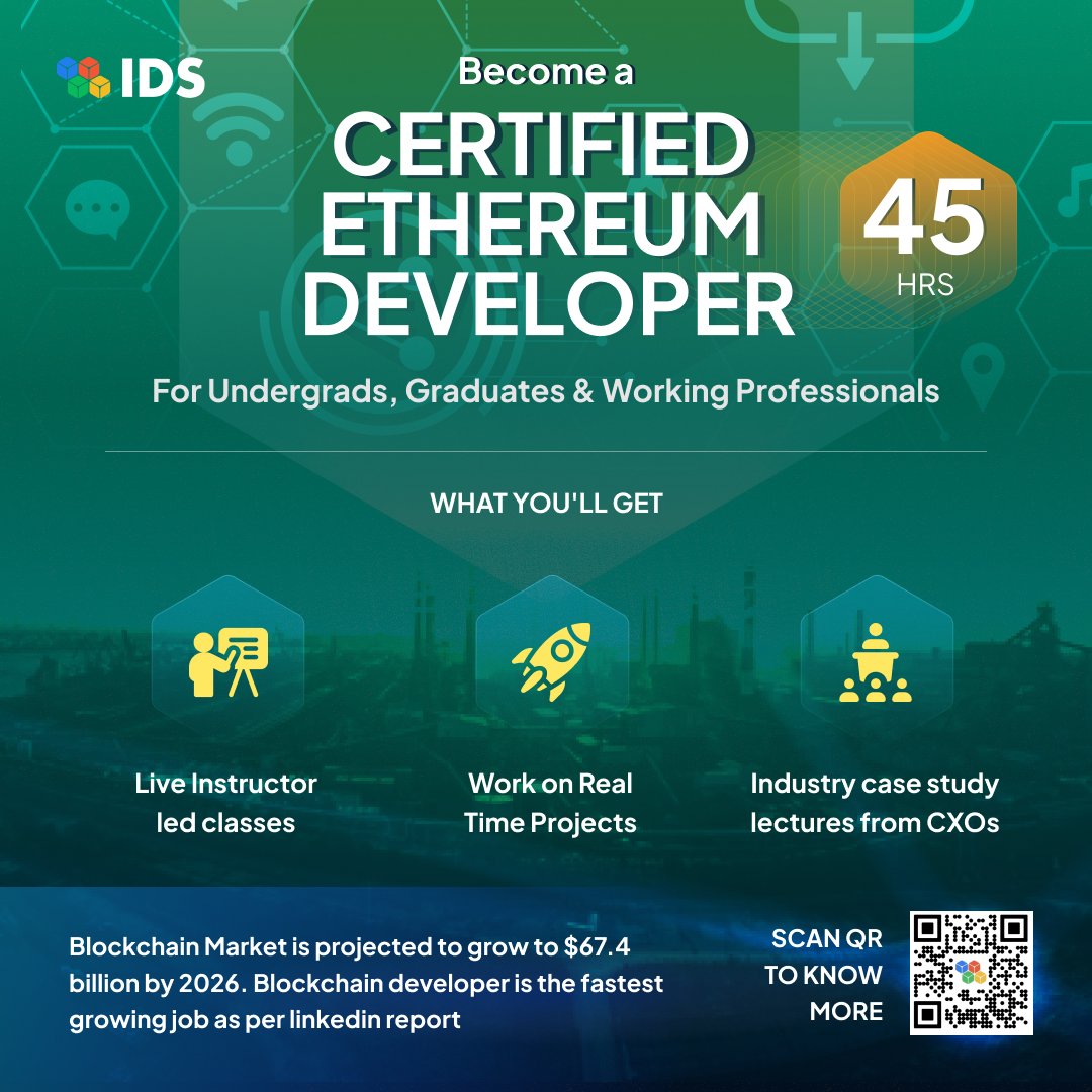 IDSBiz's tweet photo. Become a Certified Ethereum Developer with IDS Training and build a bright future for yourself.

IDS is a Certified Hyperledger Training provider and provides live Instructor Led Training !!!

You can view and Register complete info about the course here: https://t.co/cQyvXmWKvw https://t.co/6heThAD0MN