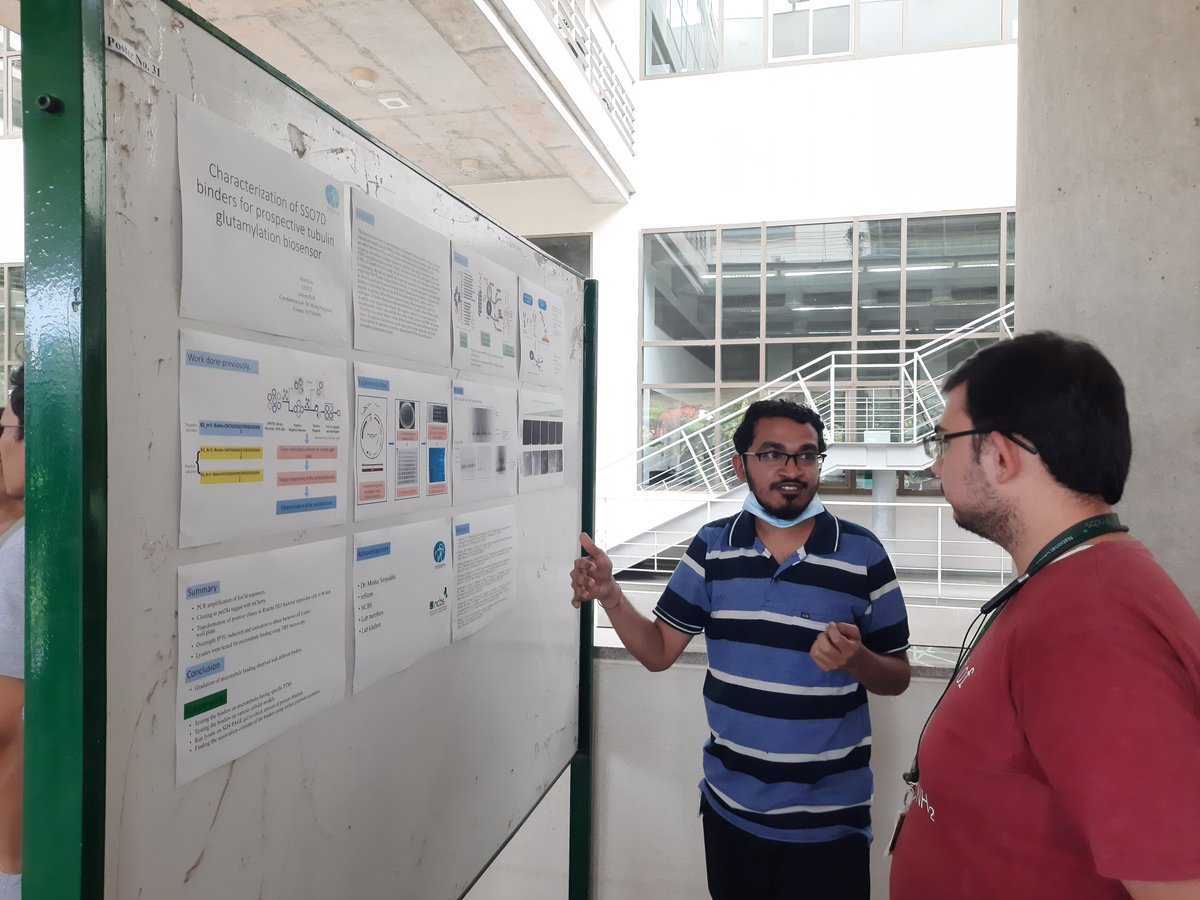 GS2022 Ph.D. student <a href="/IshanKale16/">Ishan Kale</a> presenting his
1st rotation poster talking about "characterization of SSO7D binders".
Drop by Poster No 31 <a href="/NCBS_Bangalore/">National Centre for Biological Sciences</a> SLC Colonnade to learn more.
 <a href="/DBT_inStem/">iBRIC-inStem</a> <a href="/AcademicChatter/">Academic Chatter™</a>  #poster