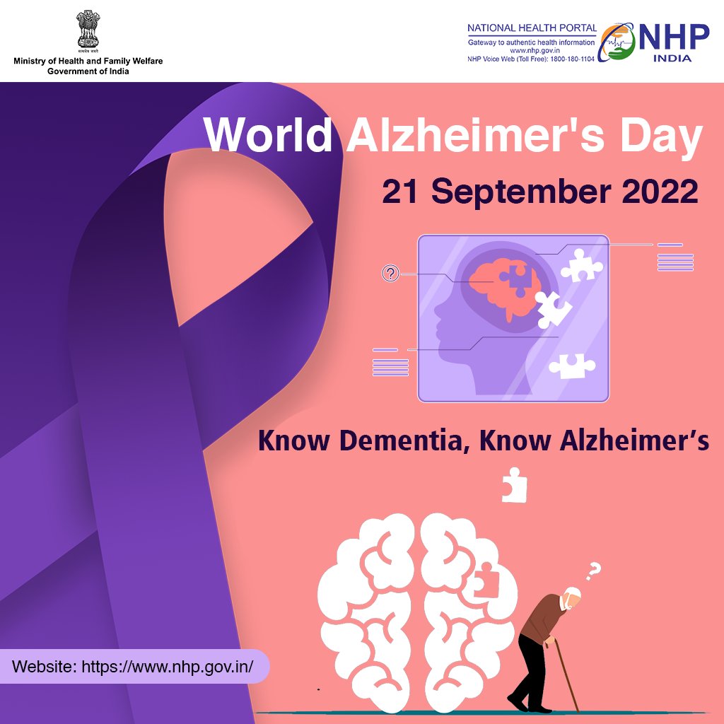 World Alzheimer’s Day 2022 celebration aims to highlight the importance of post-diagnosis support for people living with dementia and their families. @MoHFW_INDIA #WorldAlzheimersDay #HealthForAll