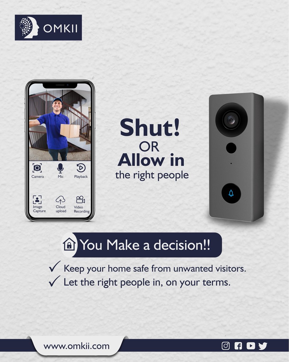 Did your doorbell just ring? Want to open it or not?Just have a look at the footage of your smart Omkii doorbell camera with chime in your device and the decision is in your hands
#smartdoorbell #doorbellwithchime #securitycamera #doorbellcamera #surveillance #devicecompatibility